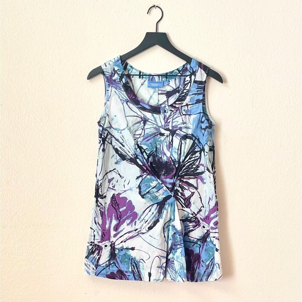 Simply Vera by Vera Wang Women's Sleeveless Blue Tie Dye Tunic Top Size M.